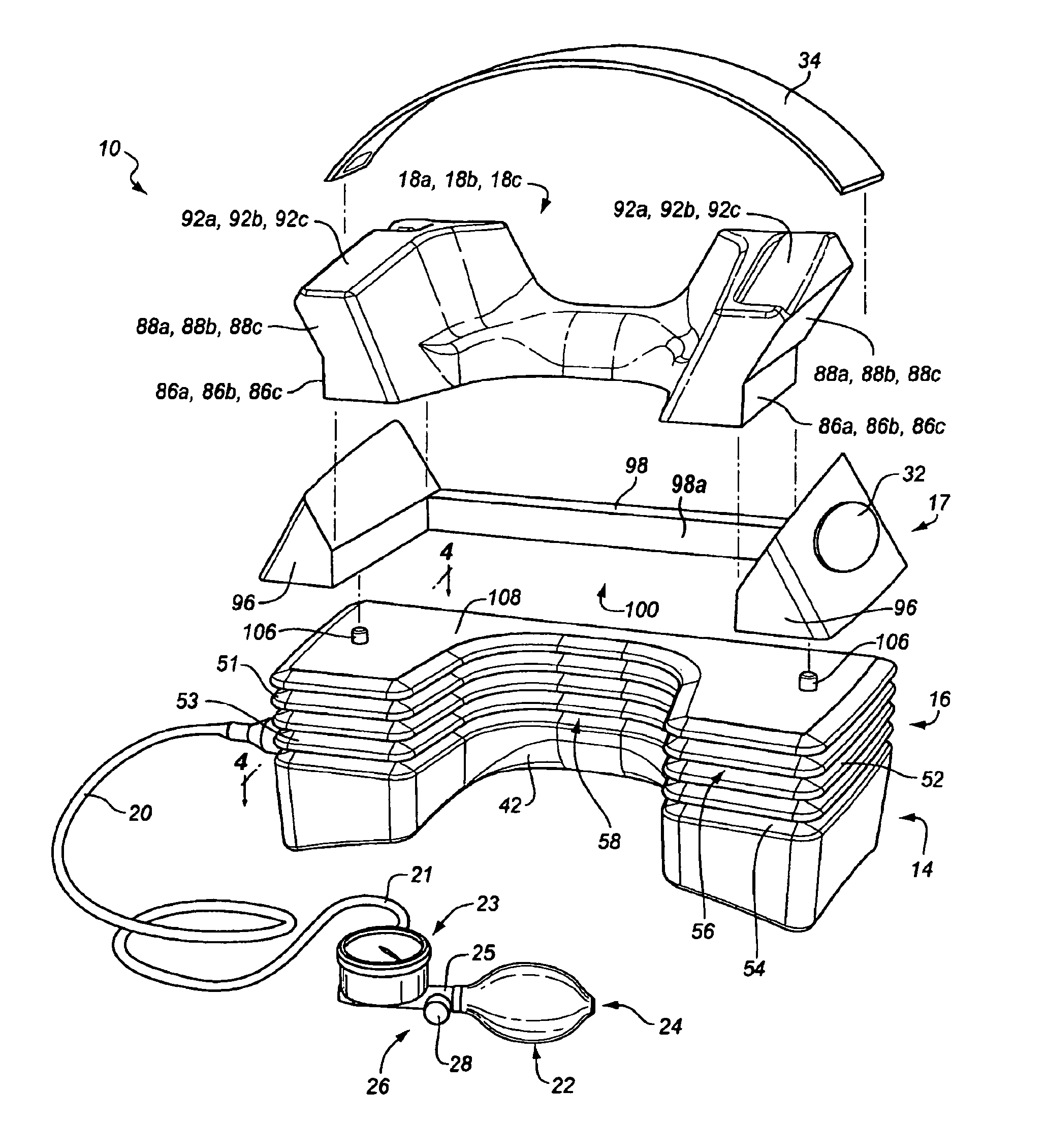 Cervical traction/stretch device and method for its use