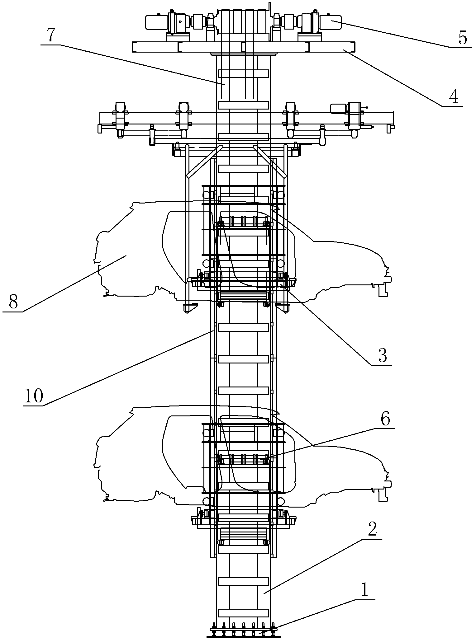 Two-vertical-column belt lifter capable of separating workpiece from rail to realize transshipment