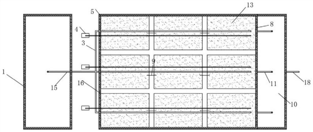 Modular vertical flow constructed wetland sewage plant tail water treatment device and method thereof