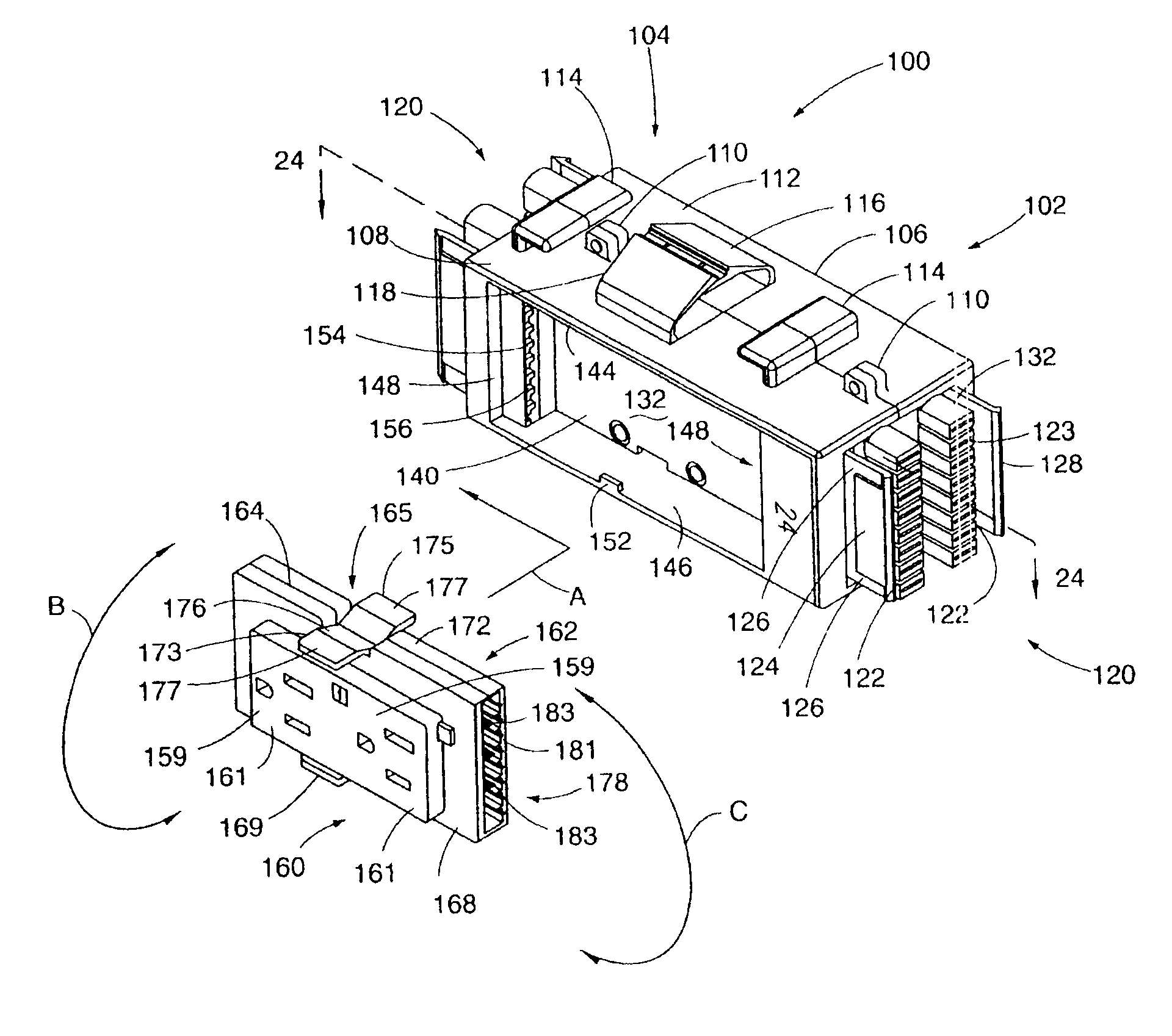 Multiple circuit receptacles