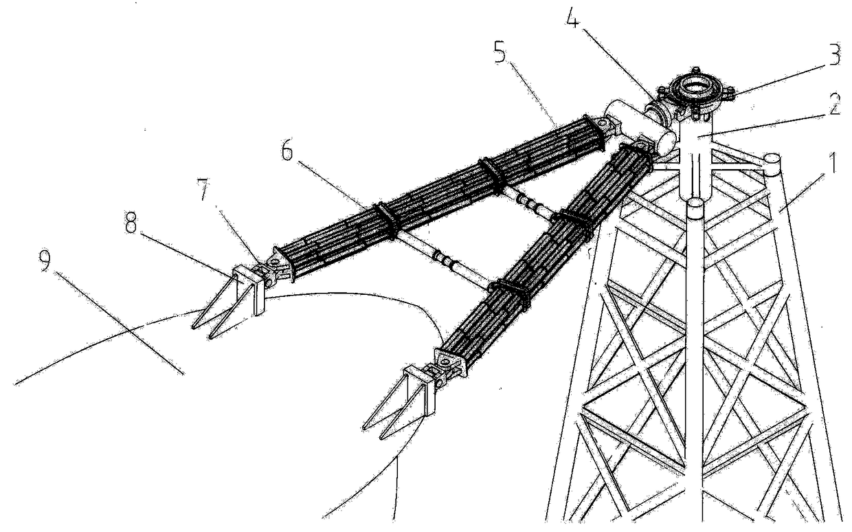 A self-resetting elastic sleeve type single point mooring system