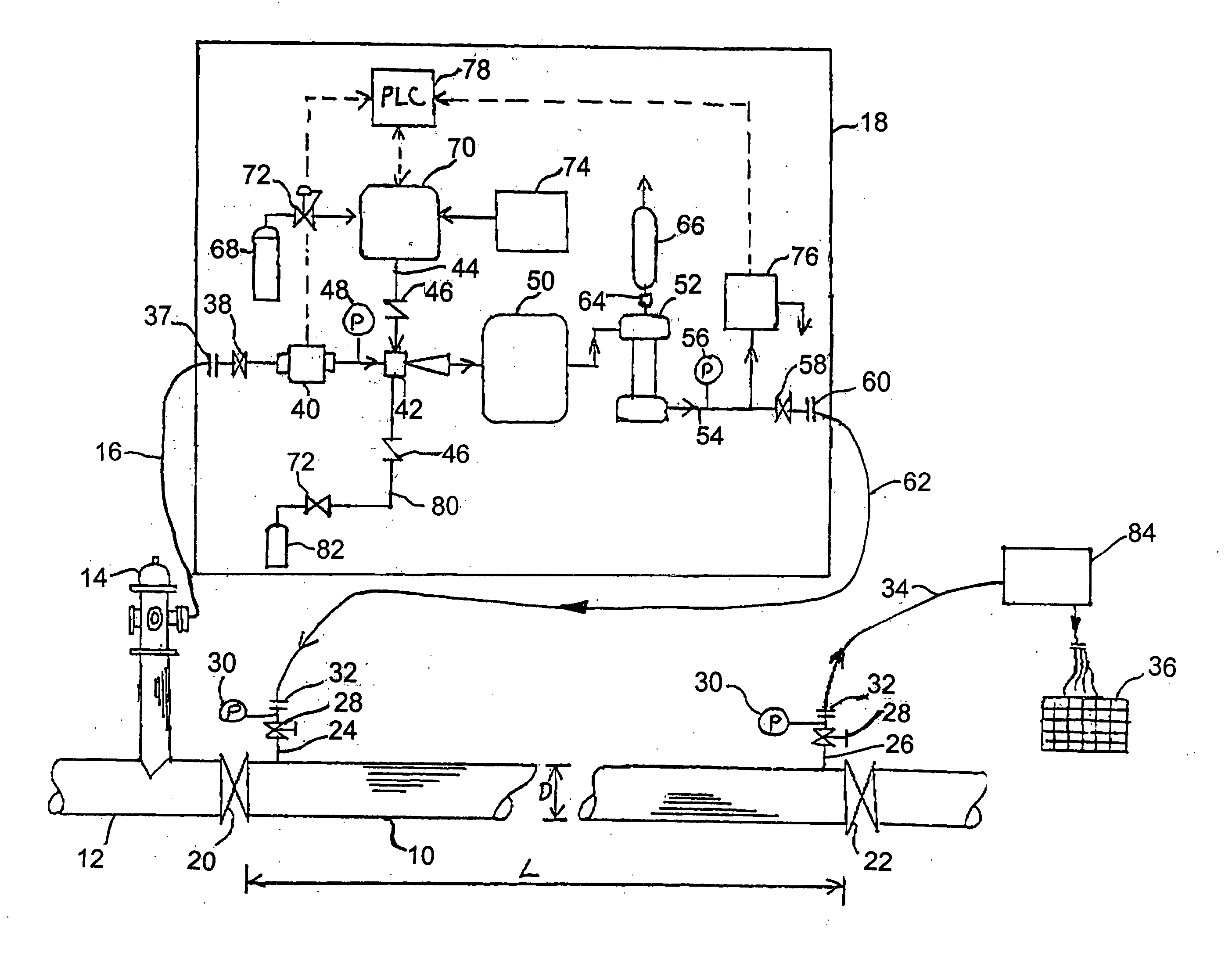 Method and apparatus for ozone disinfection of water supply pipelines