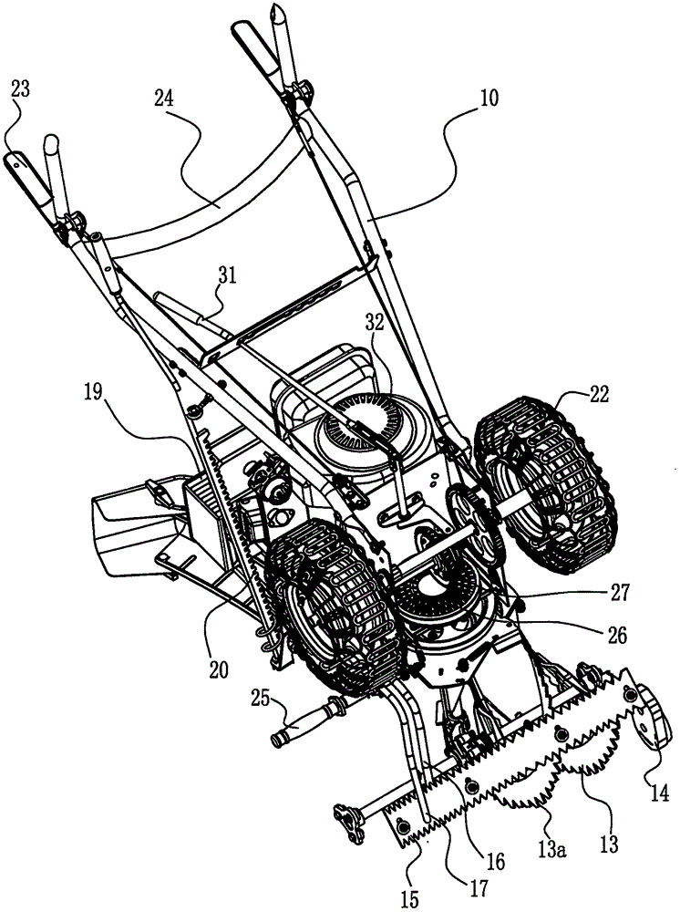 Snow sweeper adjusted and controlled through pull rope