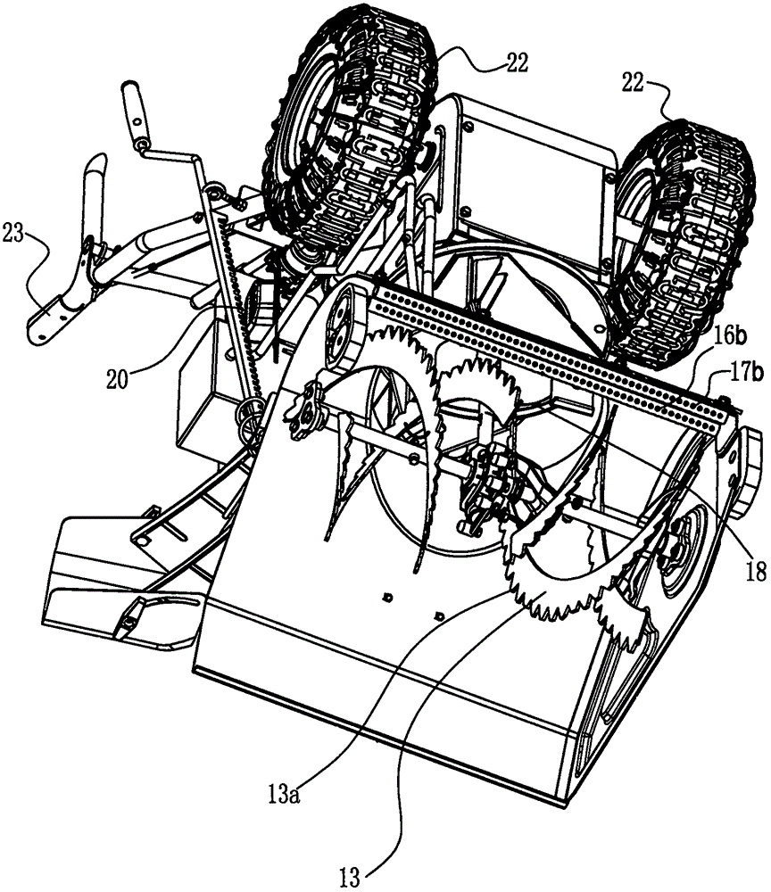 Snow sweeper adjusted and controlled through pull rope