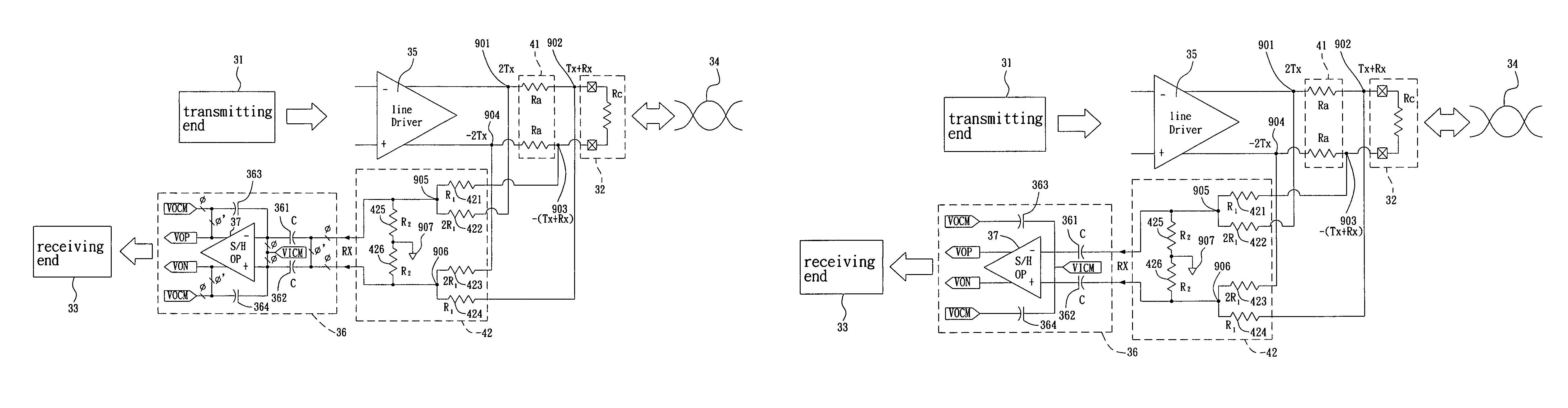 Passive echo cancellation device and signal transmission method thereof