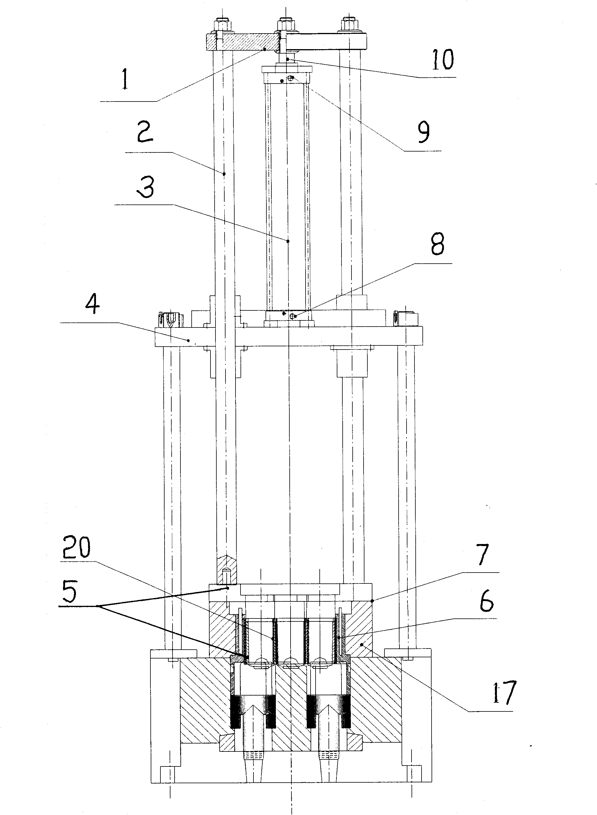 Reducing piled force-expanding type oil cylinder opening-closing device and using method thereof