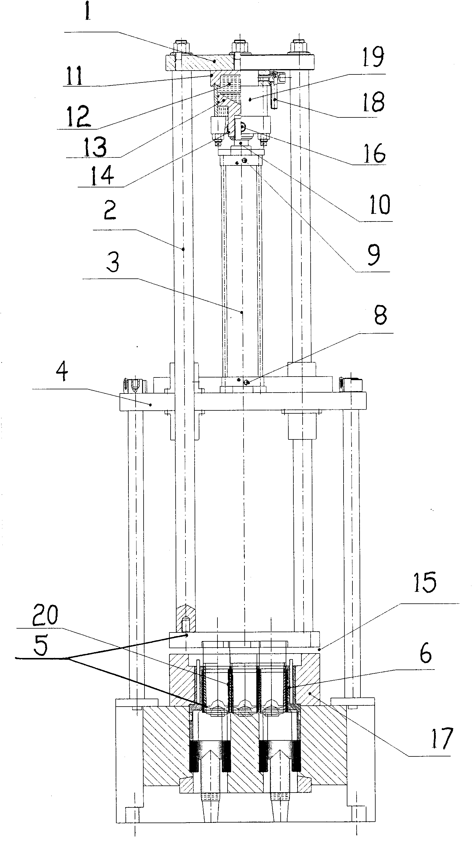 Reducing piled force-expanding type oil cylinder opening-closing device and using method thereof