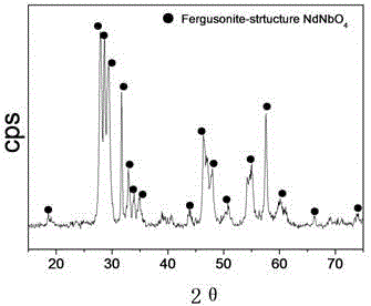 Method for preparing NdNbO4 microwave dielectric ceramic of fergusonite structure by use of wet chemical process