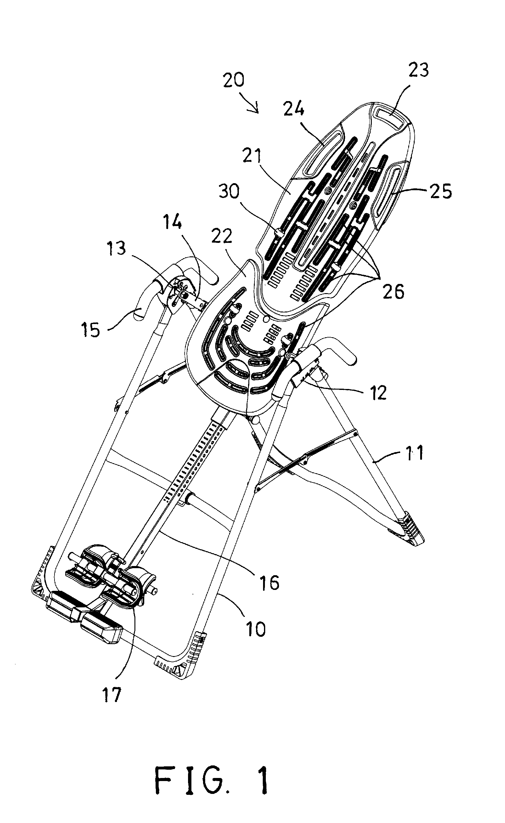 Massage device for tilting inversion exerciser