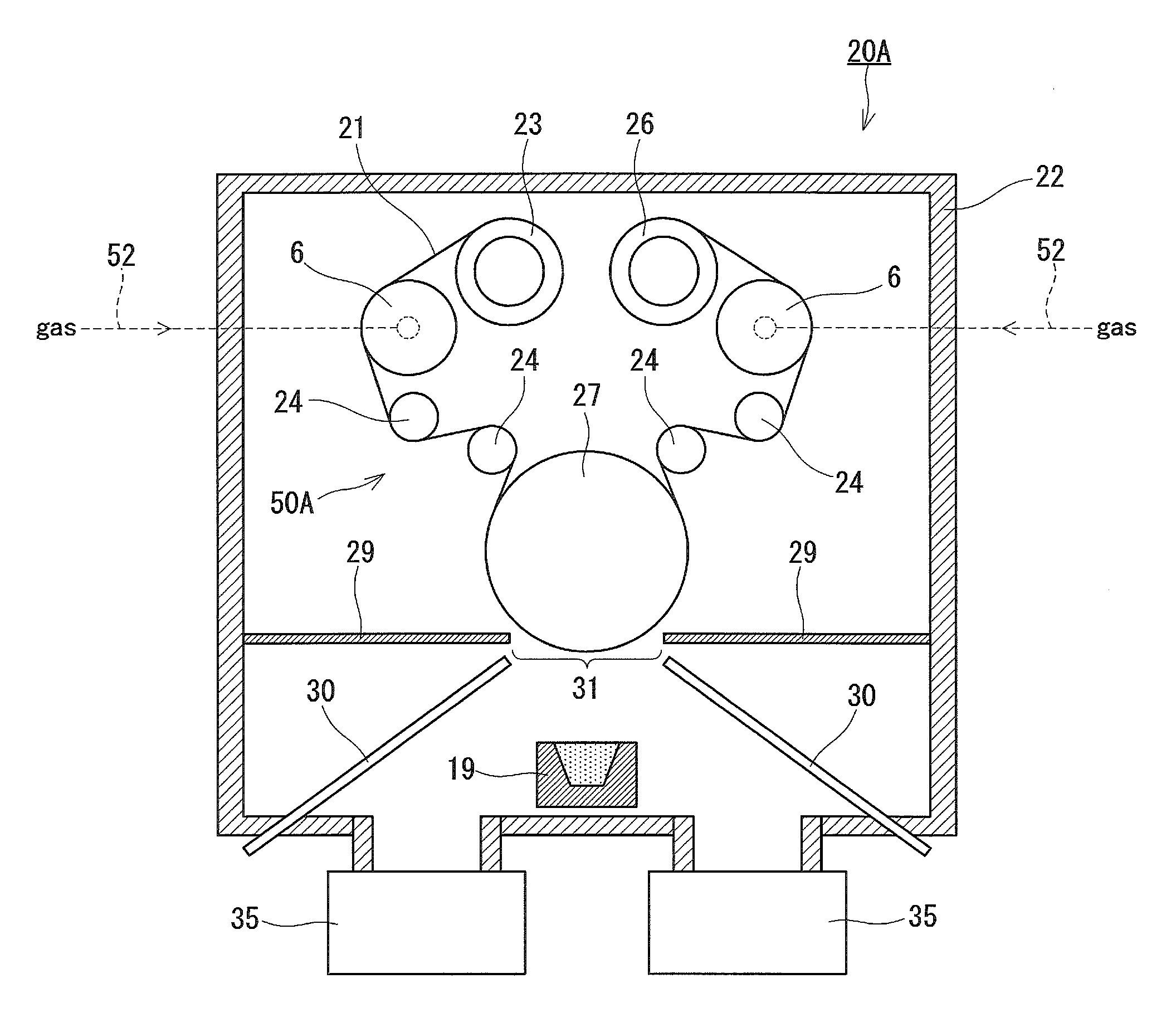 Thin film-manufacturing apparatus,thin film-manufacturing method,and substrate-conveying roller