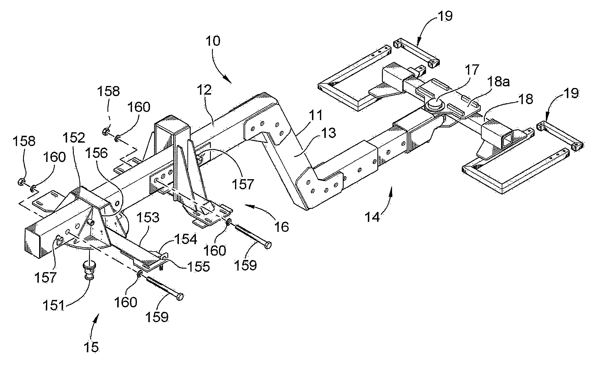 Extended forward tow saddlemount—single rail