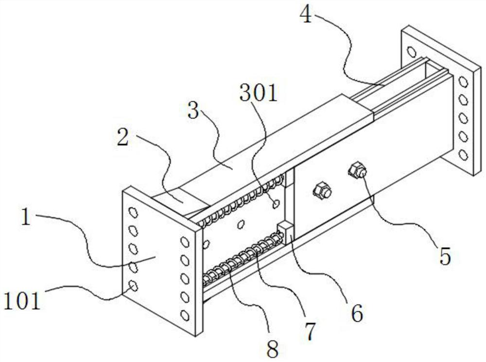 A telescopic building steel structure connector