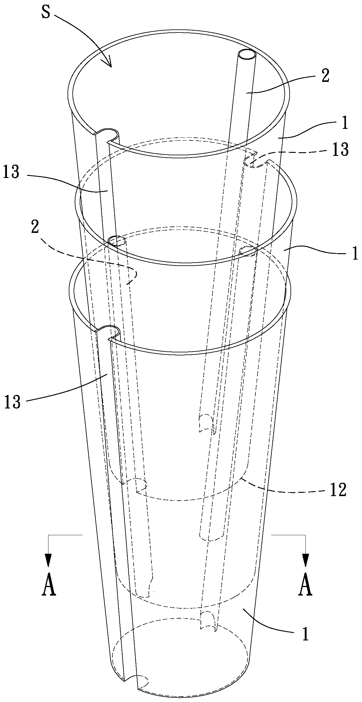 Combined type straw container