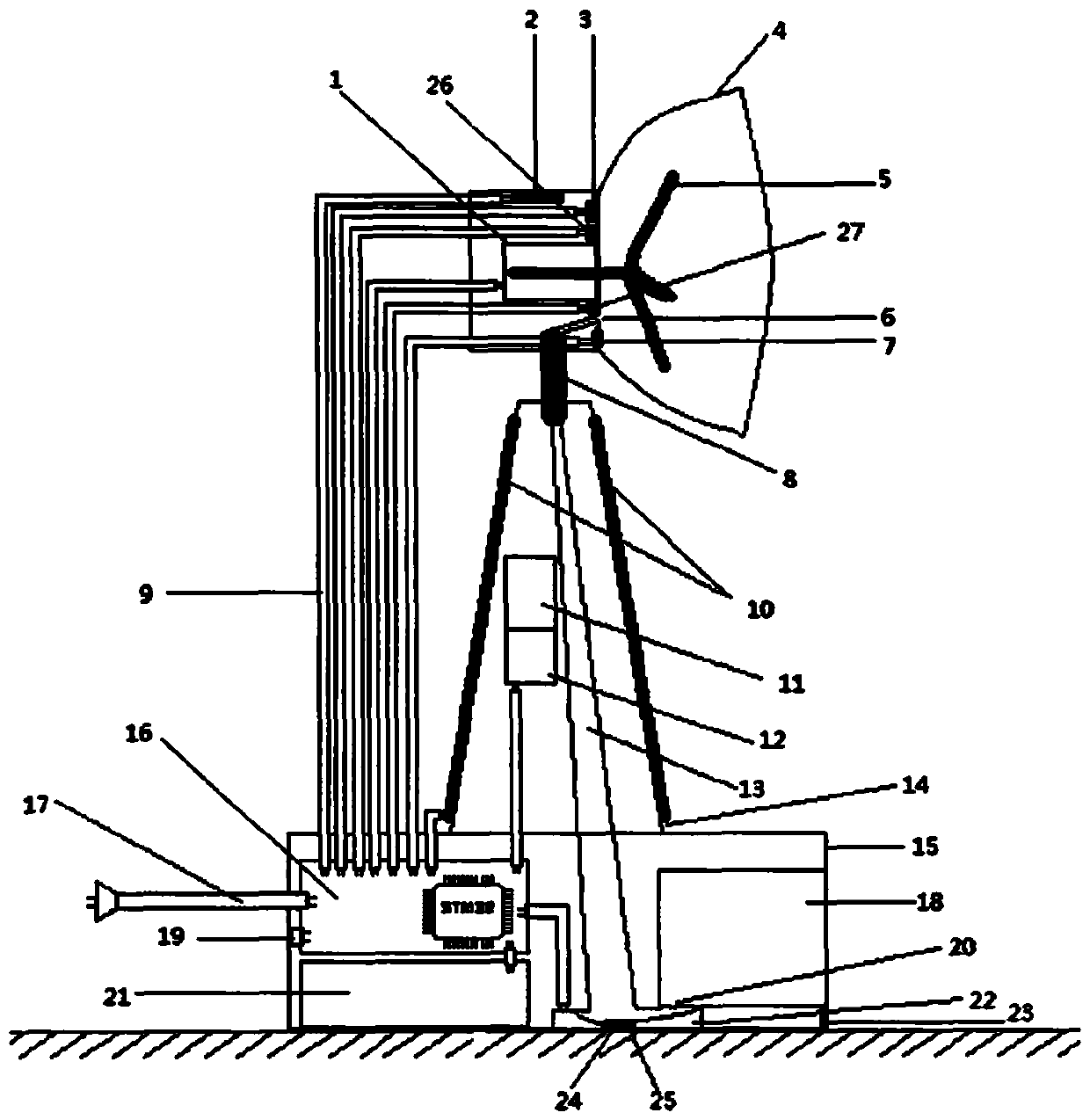 Intelligent photovoltaic electric storage humidifying electric fan based on STM32