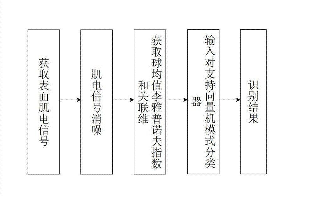 Electromyographic signal identification method based on spherical mean value Lyapunov exponent and correlation dimension