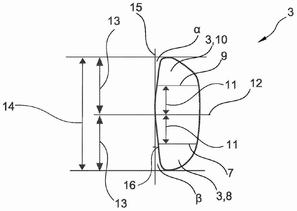 Pressure piece with an optimised thickness ratio, and plate-link chain comprising a pressure piece