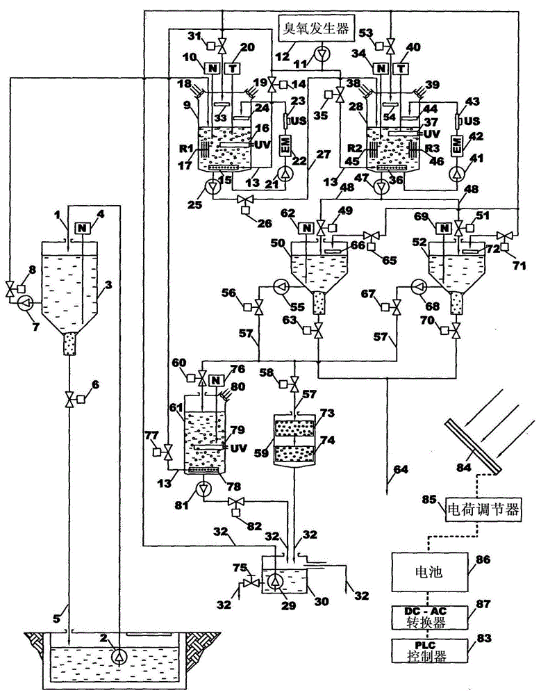 Process and device for electrochemical treatment of industrial wastewater and drinking water