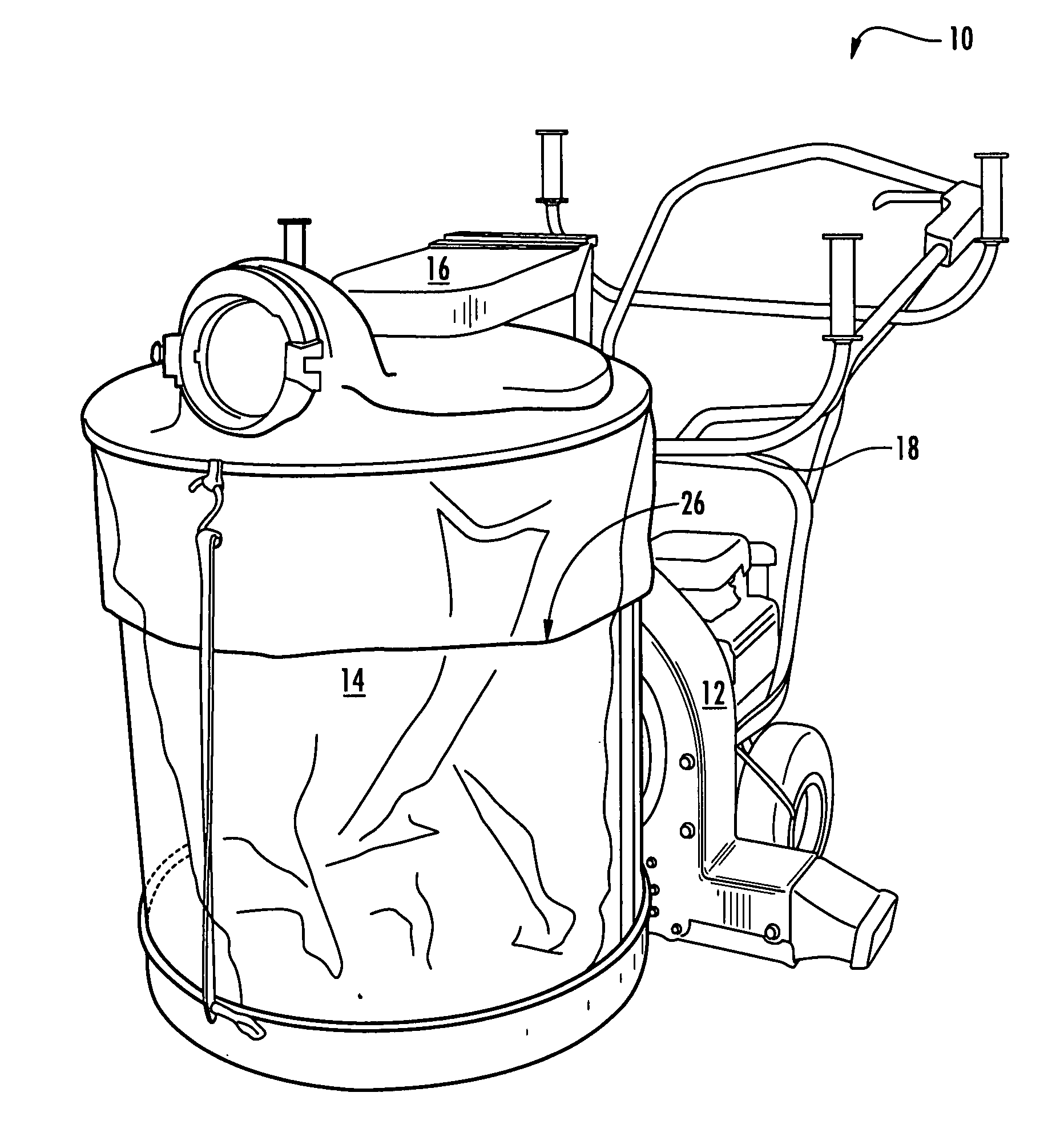 Gutter cleaning vacuum system including a novel hinged vacuum manifold assembly