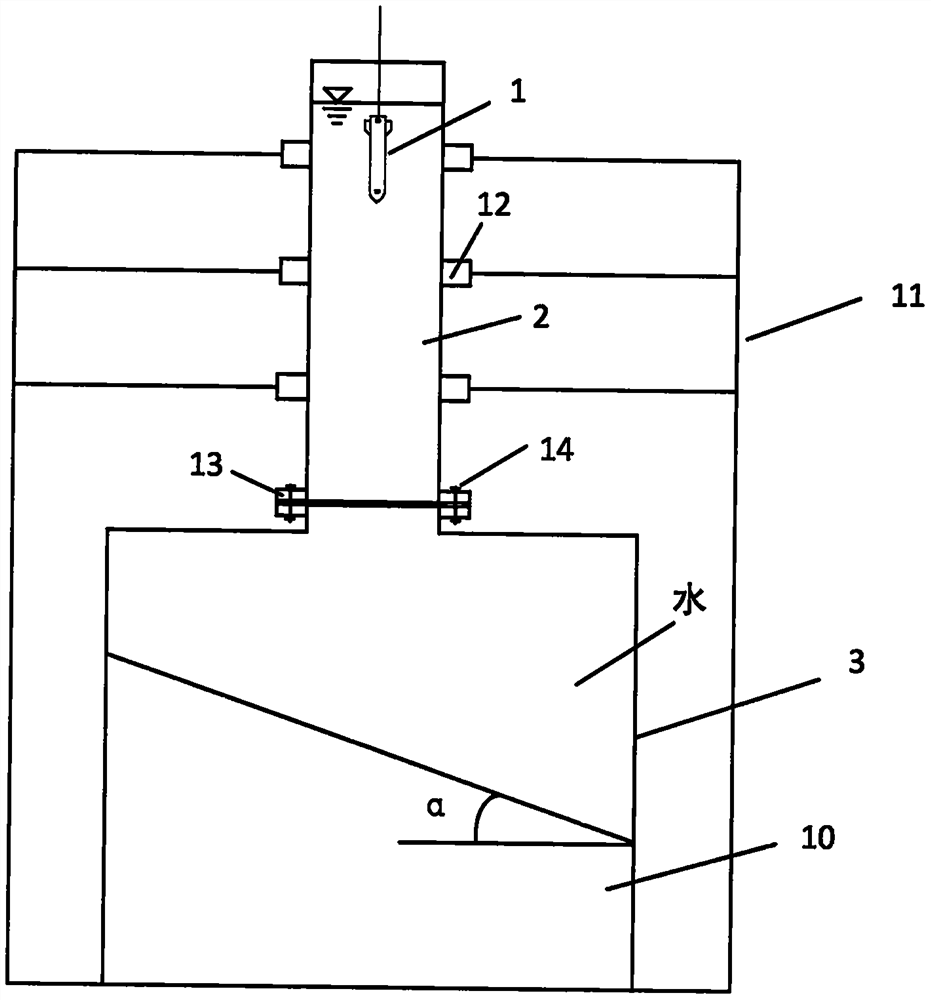 Model test device and test method for measuring penetration attitude of torpedo anchor in seabed slope