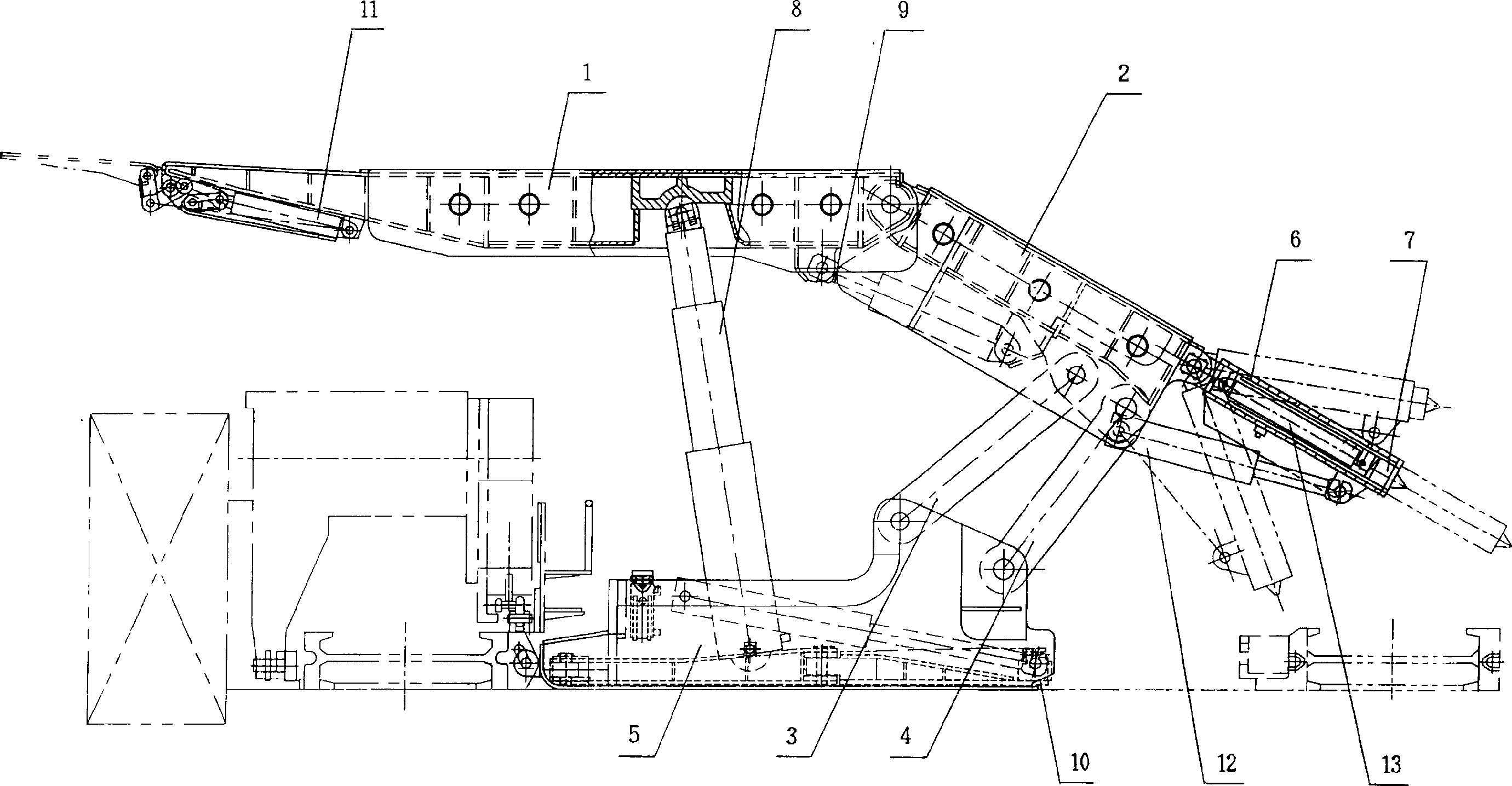 Hydraulic coal mine support for low-position roof blasting-down