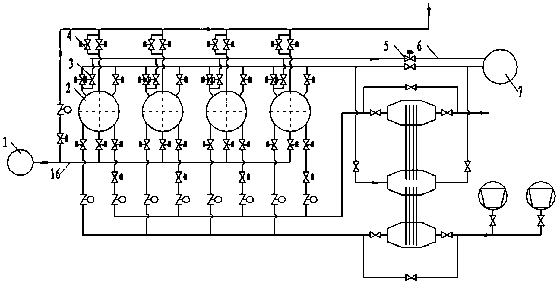 Waste air recycling device of hot blast stove with waste air buffer tank