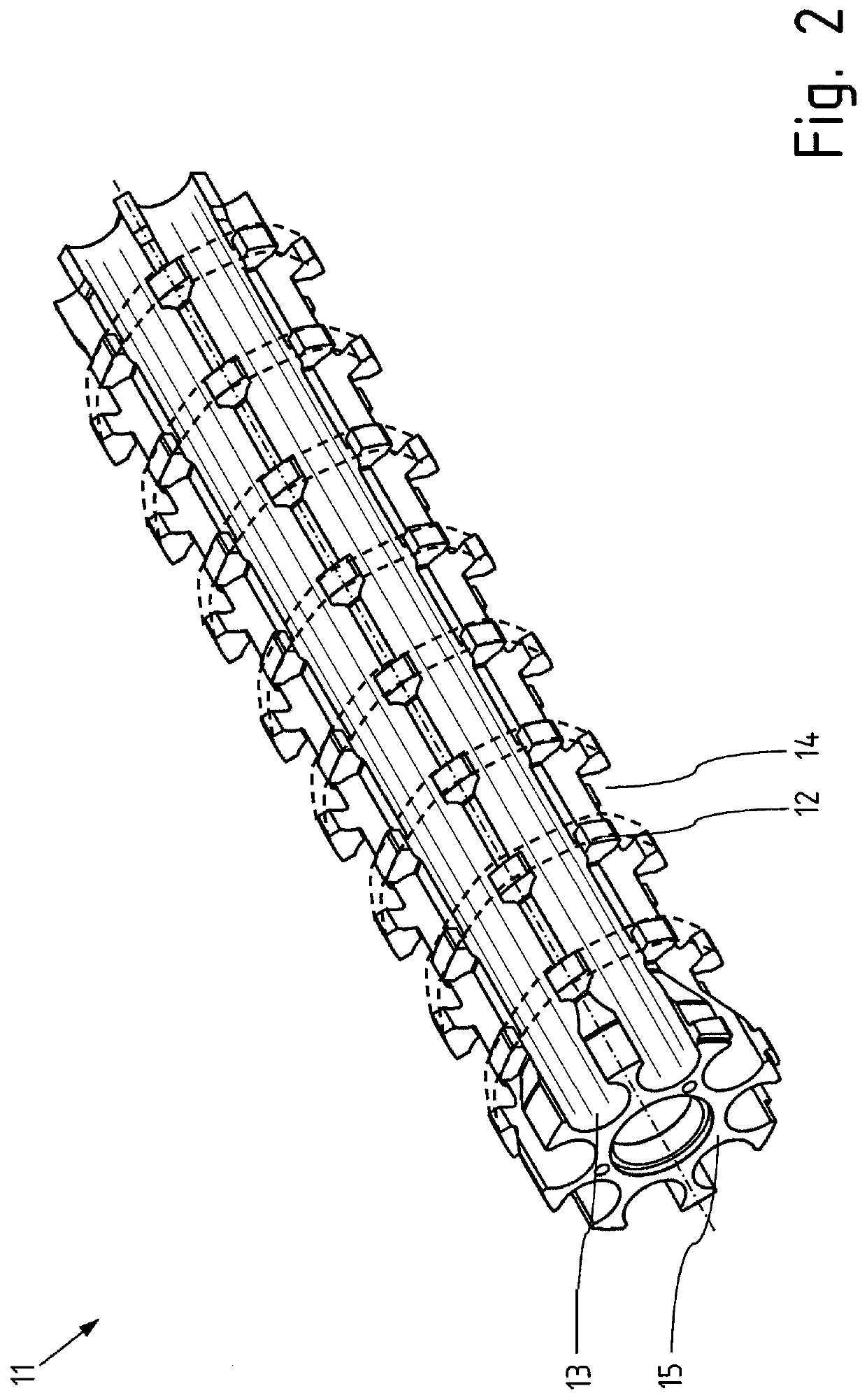 Degassing extruder having a multi-screw unit and method for degassing polymer melts therewith