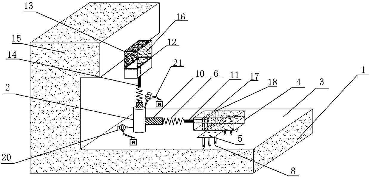 In-situ test device and method for testing shear strength and long-term creep deformation of rock sample