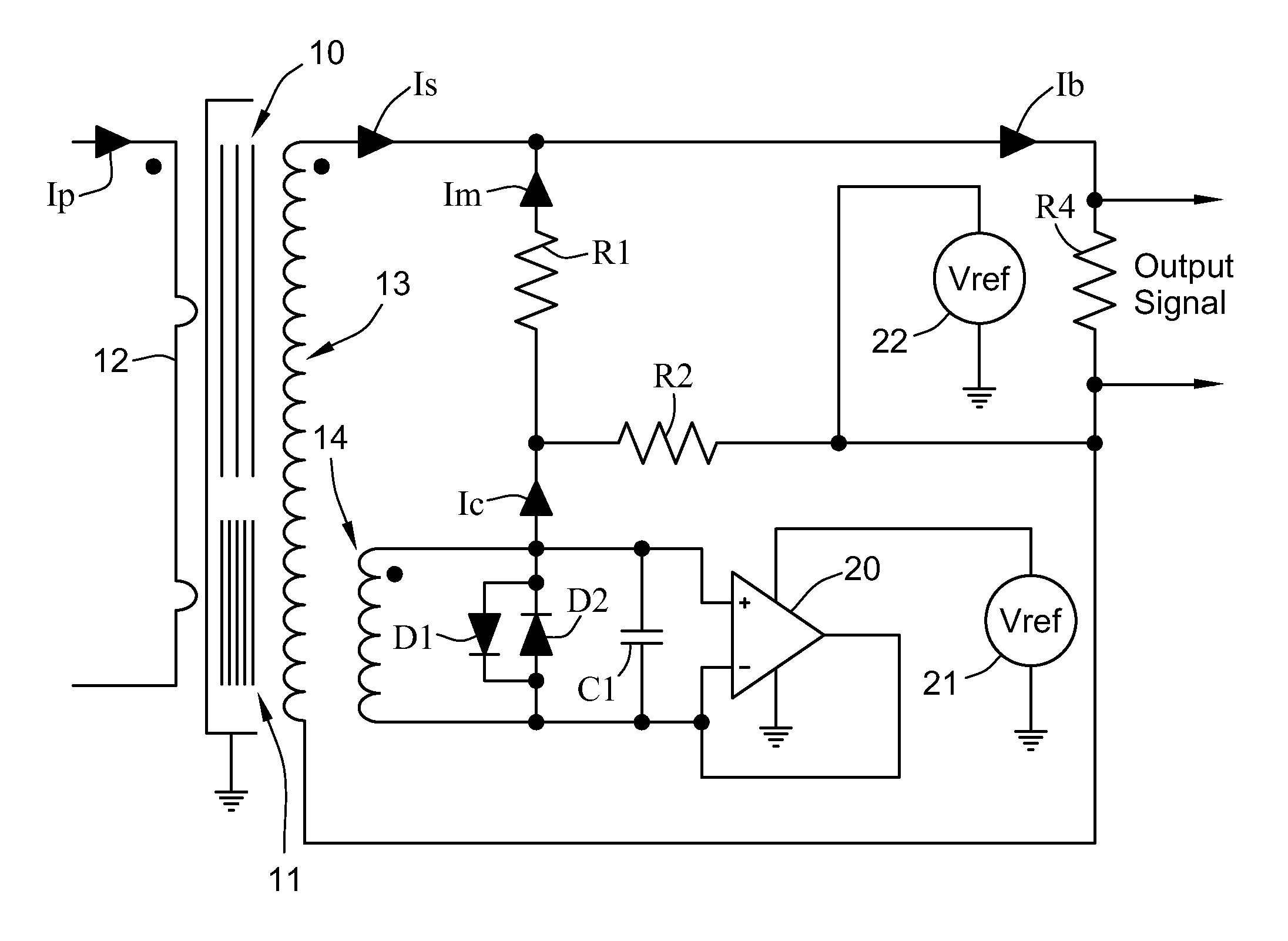 Compact, two stage, zero flux electronically compensated current or voltage transducer employing dual magnetic cores having substantially dissimilar magnetic characteristics