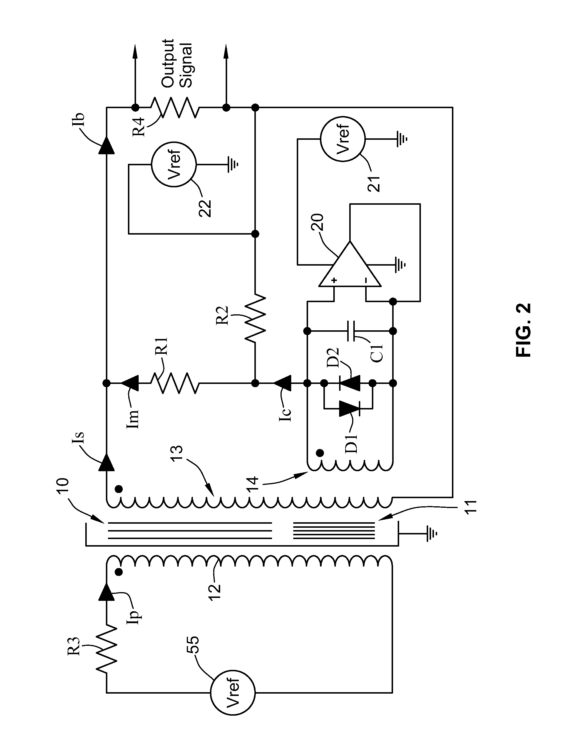 Compact, two stage, zero flux electronically compensated current or voltage transducer employing dual magnetic cores having substantially dissimilar magnetic characteristics