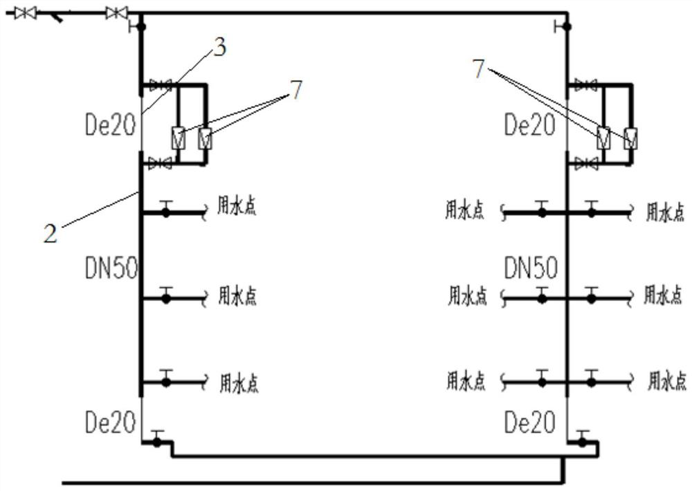 High-rise domestic hot water centralized decompression circulating pipeline system