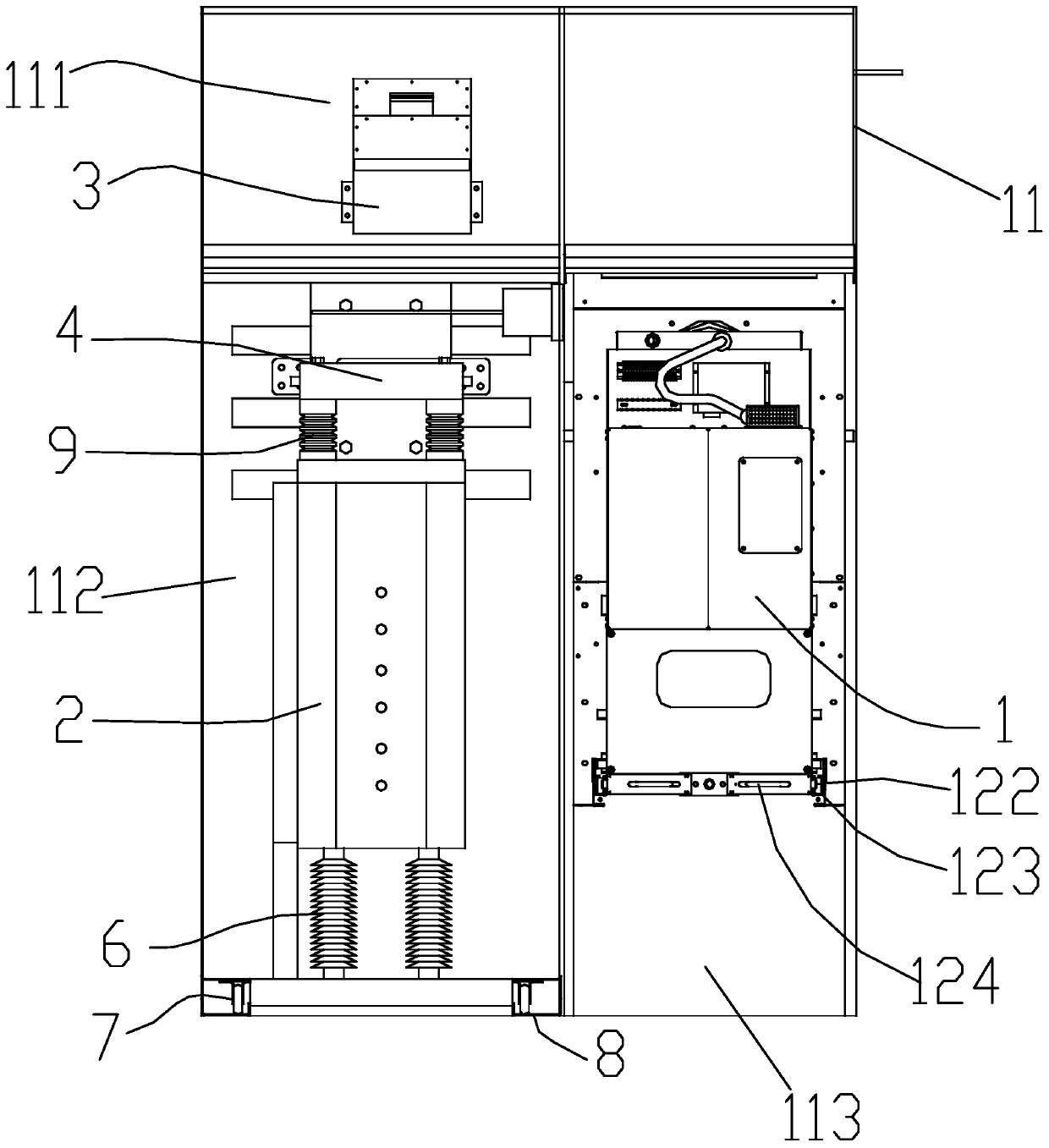 Magnetic coupling type distribution network mechanical load switch cabinet