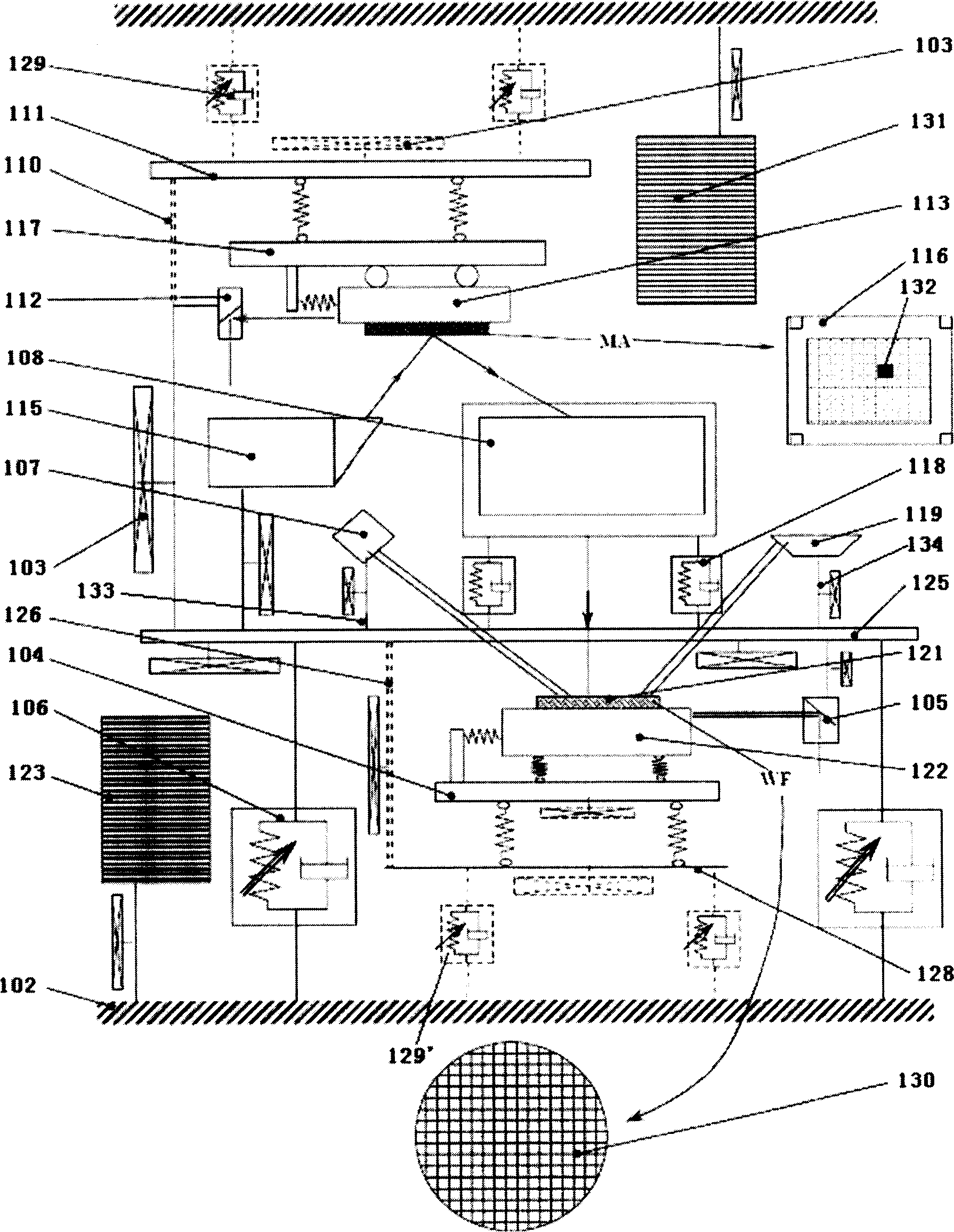 Composite vibration damping type photolithography device