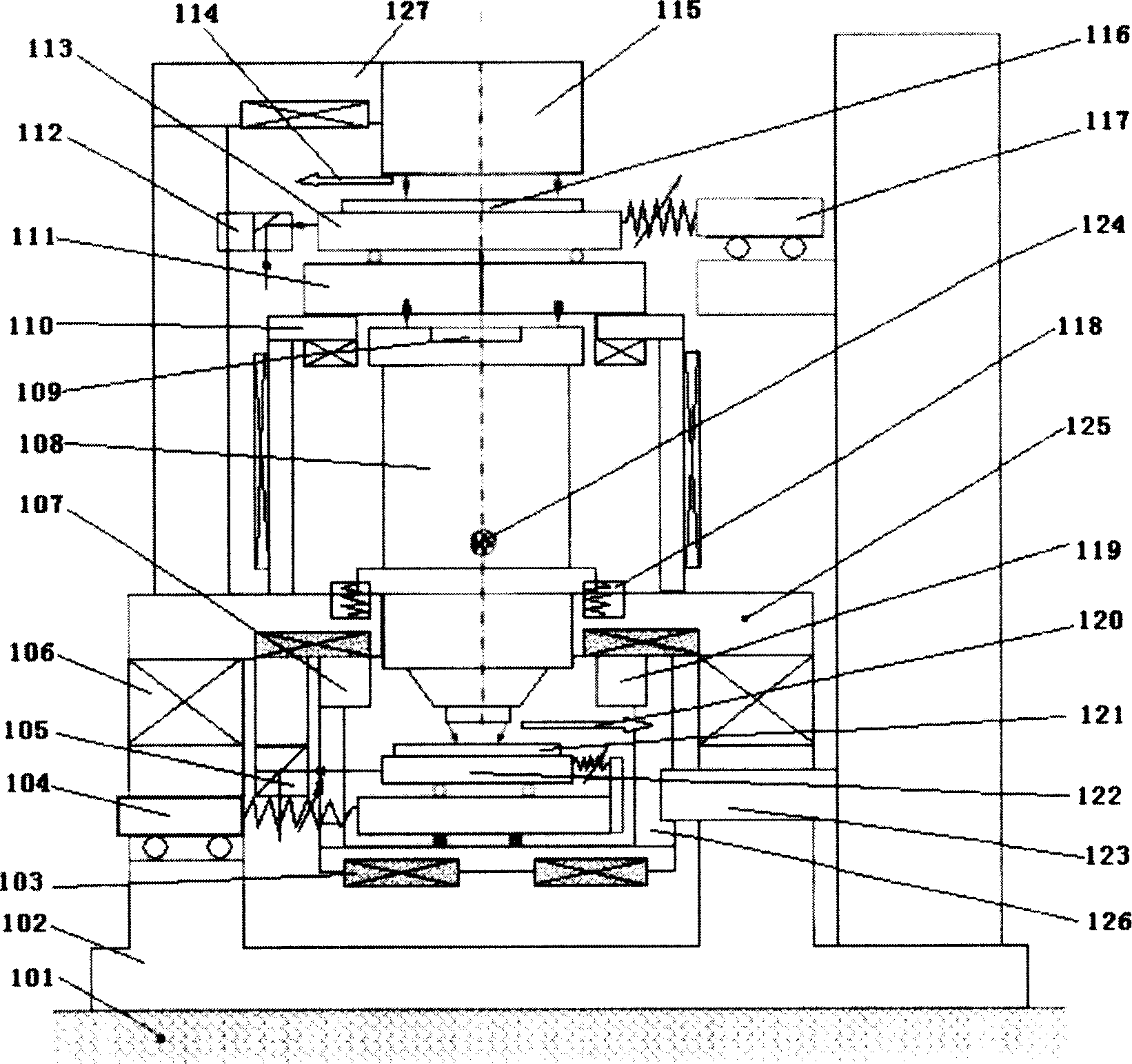 Composite vibration damping type photolithography device