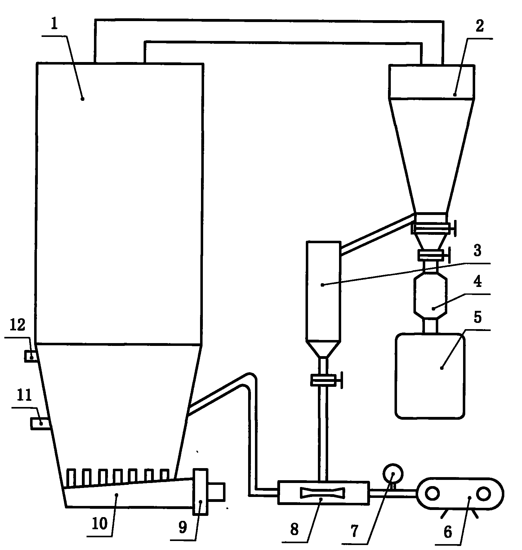 Taper tube and ash returning pump and ash recombustion type circulated fluid bed combustion equipment