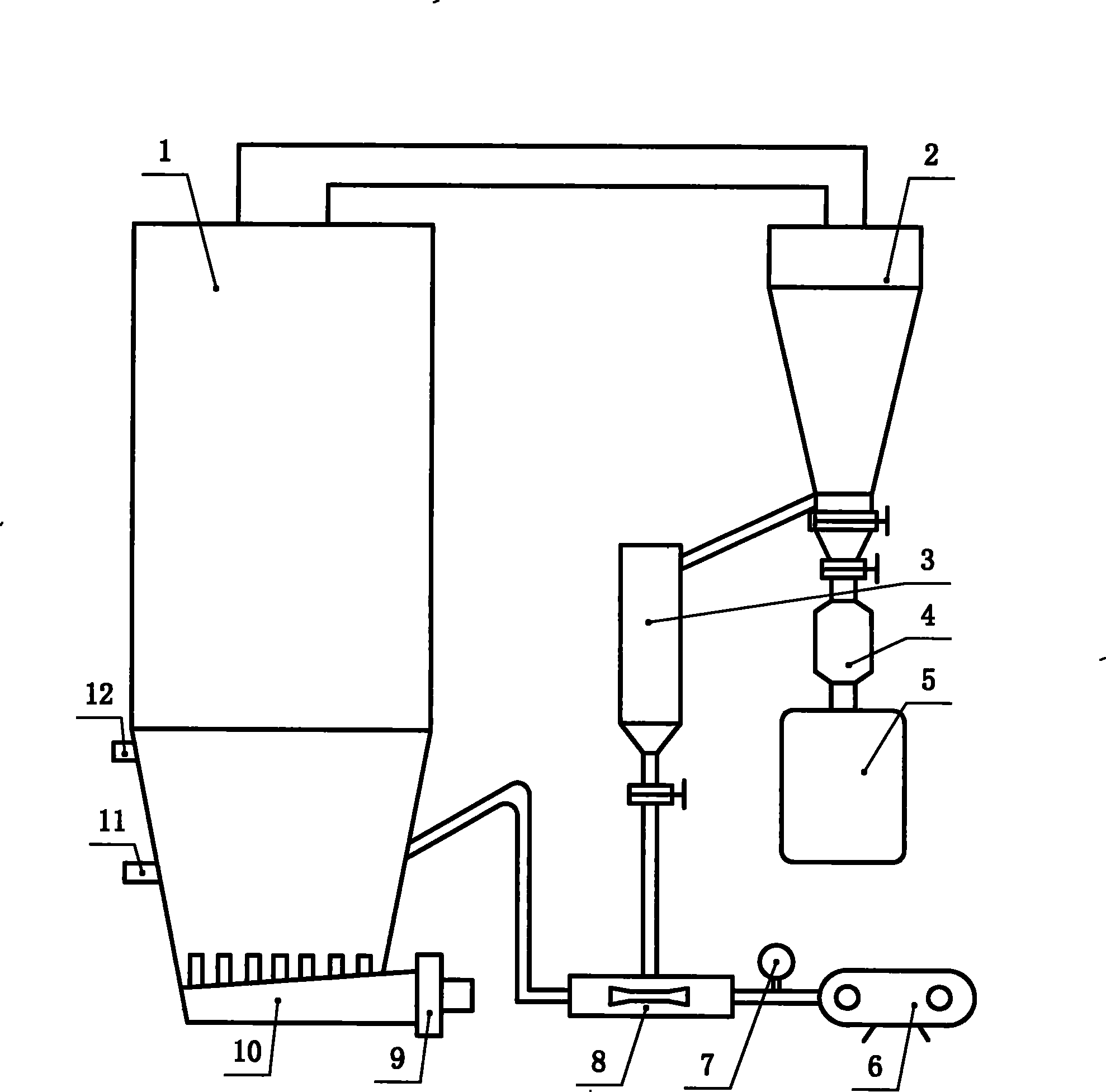 Taper tube and ash returning pump and ash recombustion type circulated fluid bed combustion equipment