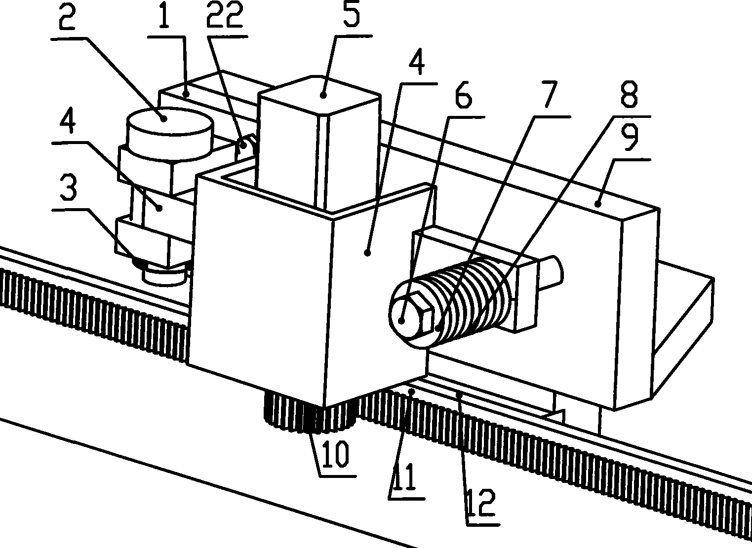 Leverage for reducing gear rack transmission backlash