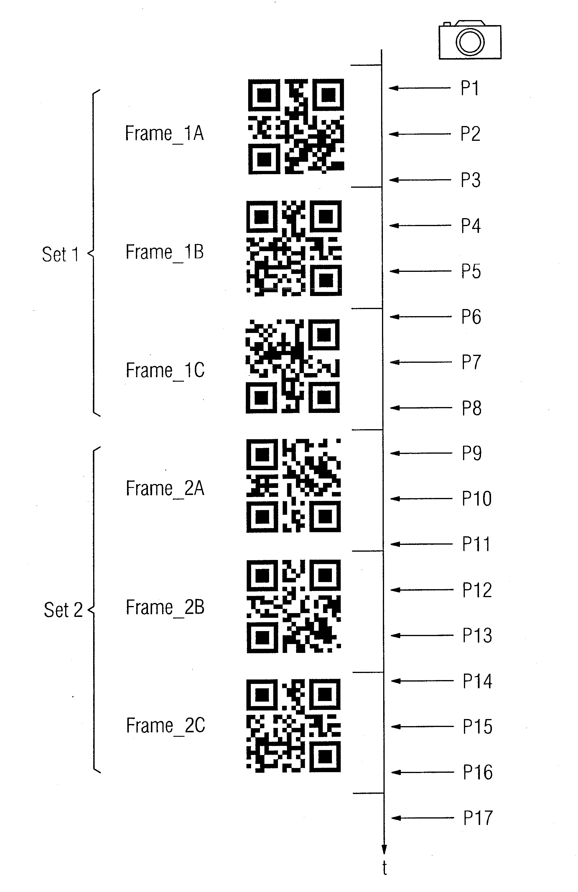 Method and Reader for Capturing a Plurality of Two-Dimensional Codes which are Presented in Succession on a Display Apparatus