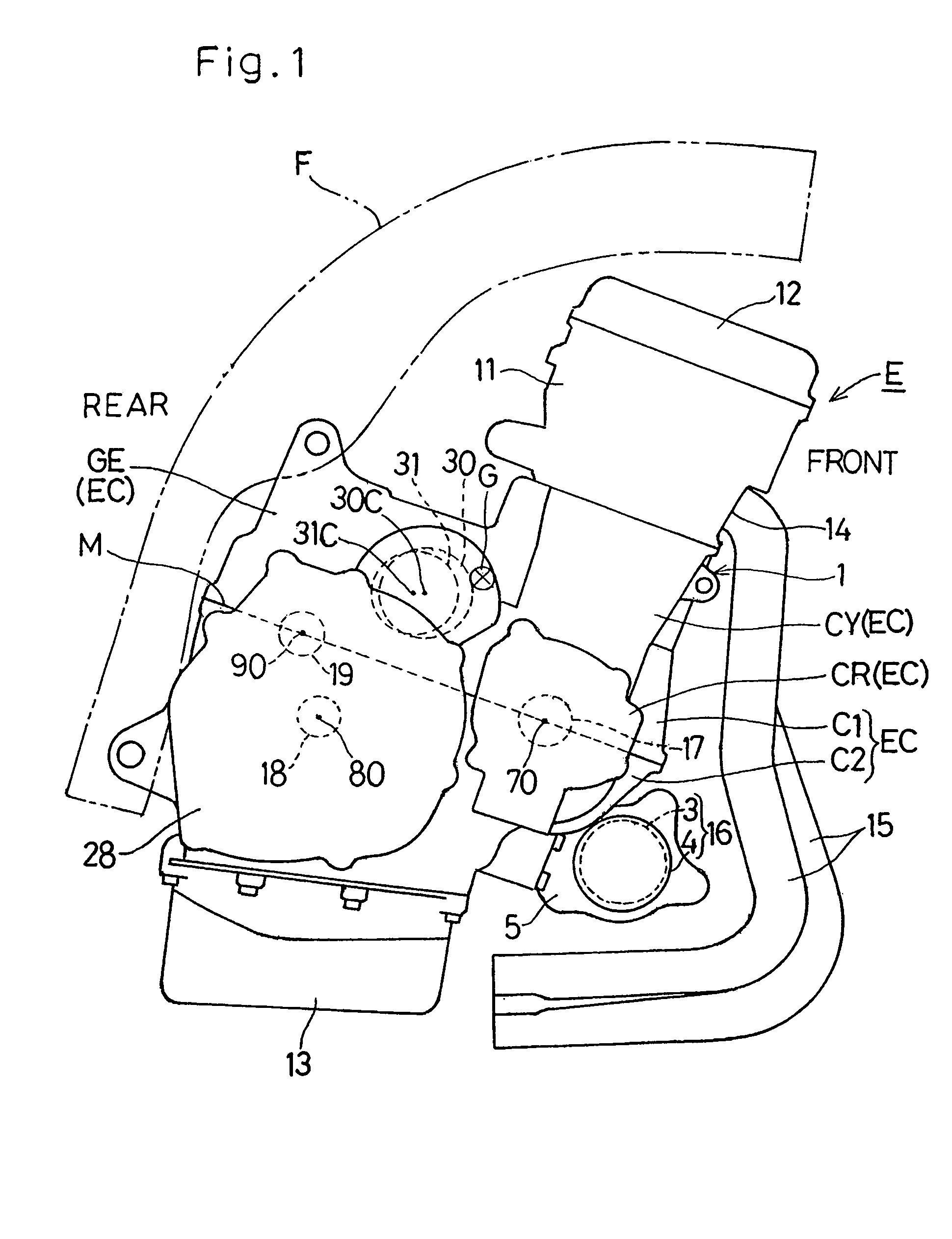 In-line multicylinder combustion engine