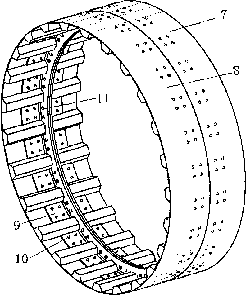 Composite material tower drum of wind driven generator as well as preparation method and preparation mold of composite material tower drum