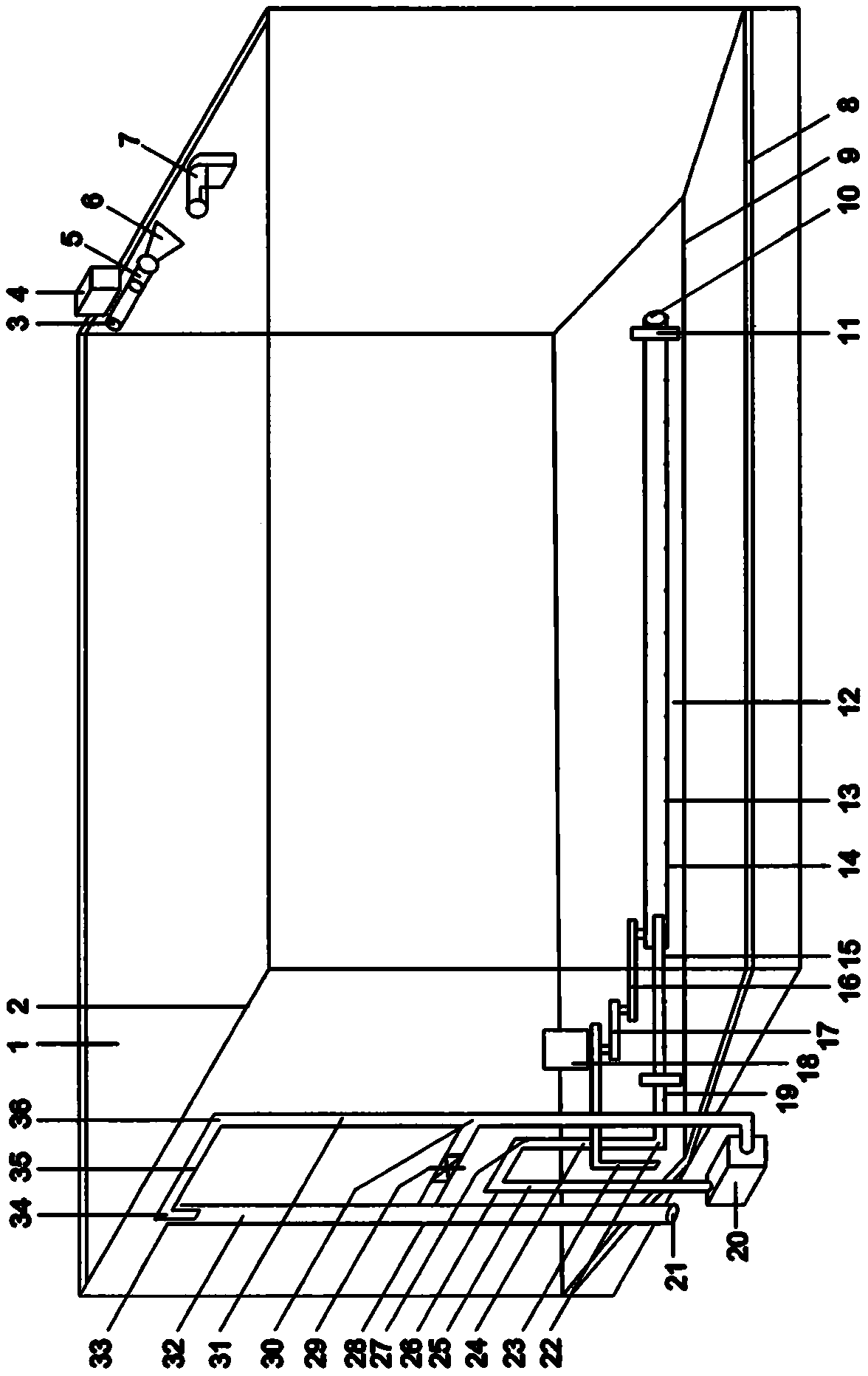 Linear reciprocating siphon fish excrement discharging device