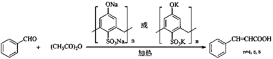 Method for catalytic synthesis of cinnamic acid by water-soluble calixarene phenolate