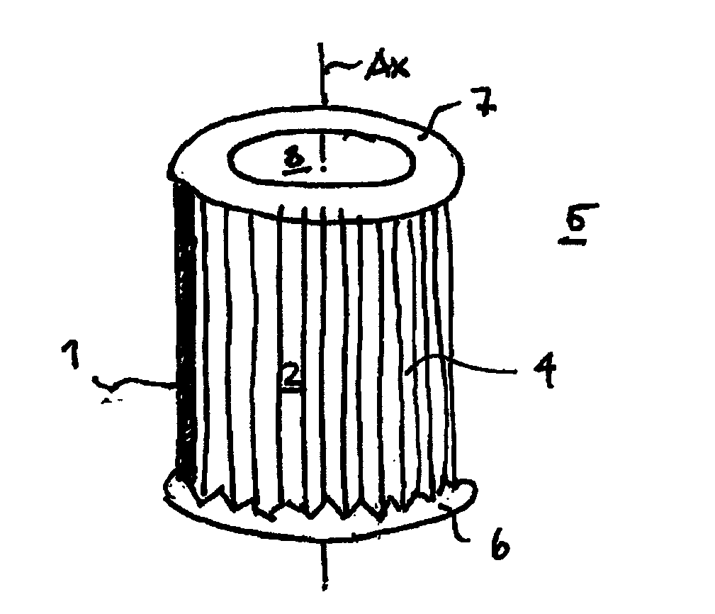 Connecting element for multilayer media, filter element, and method for connecting laminar media