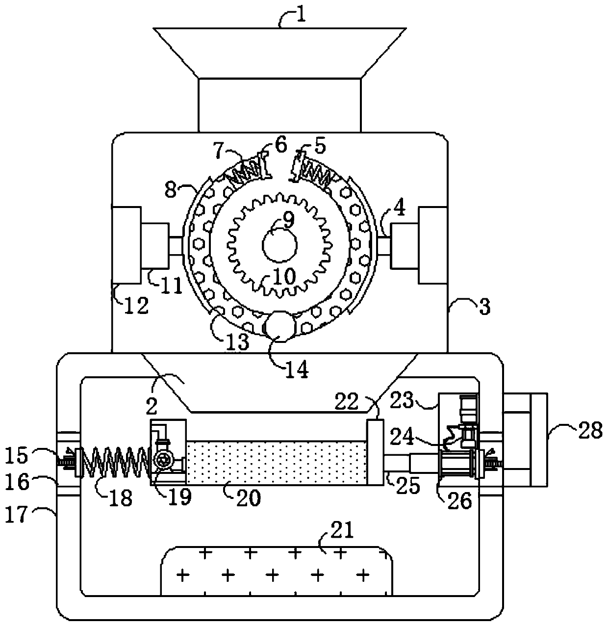 A rice milling device convenient for high-efficiency screening and easy cleaning