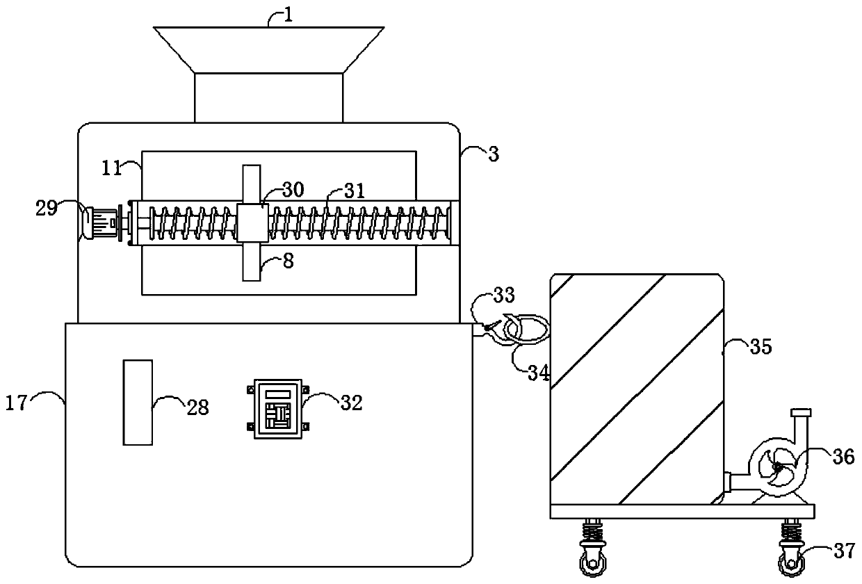 A rice milling device convenient for high-efficiency screening and easy cleaning