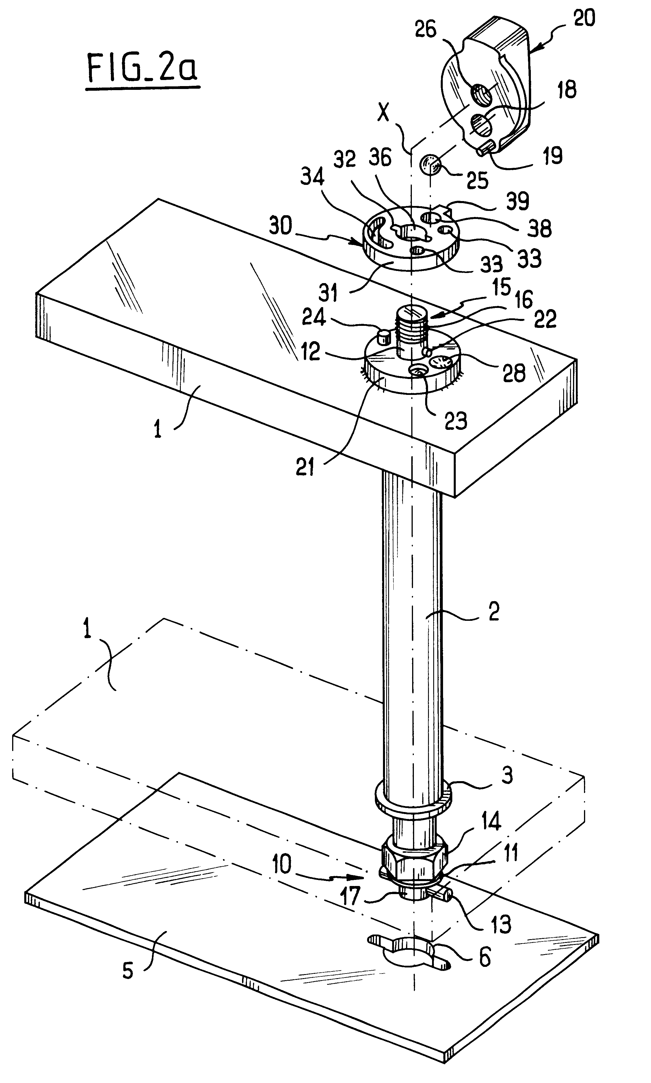 Fixing device for quickly fastening and releasing a mechanical part that bears on a support base