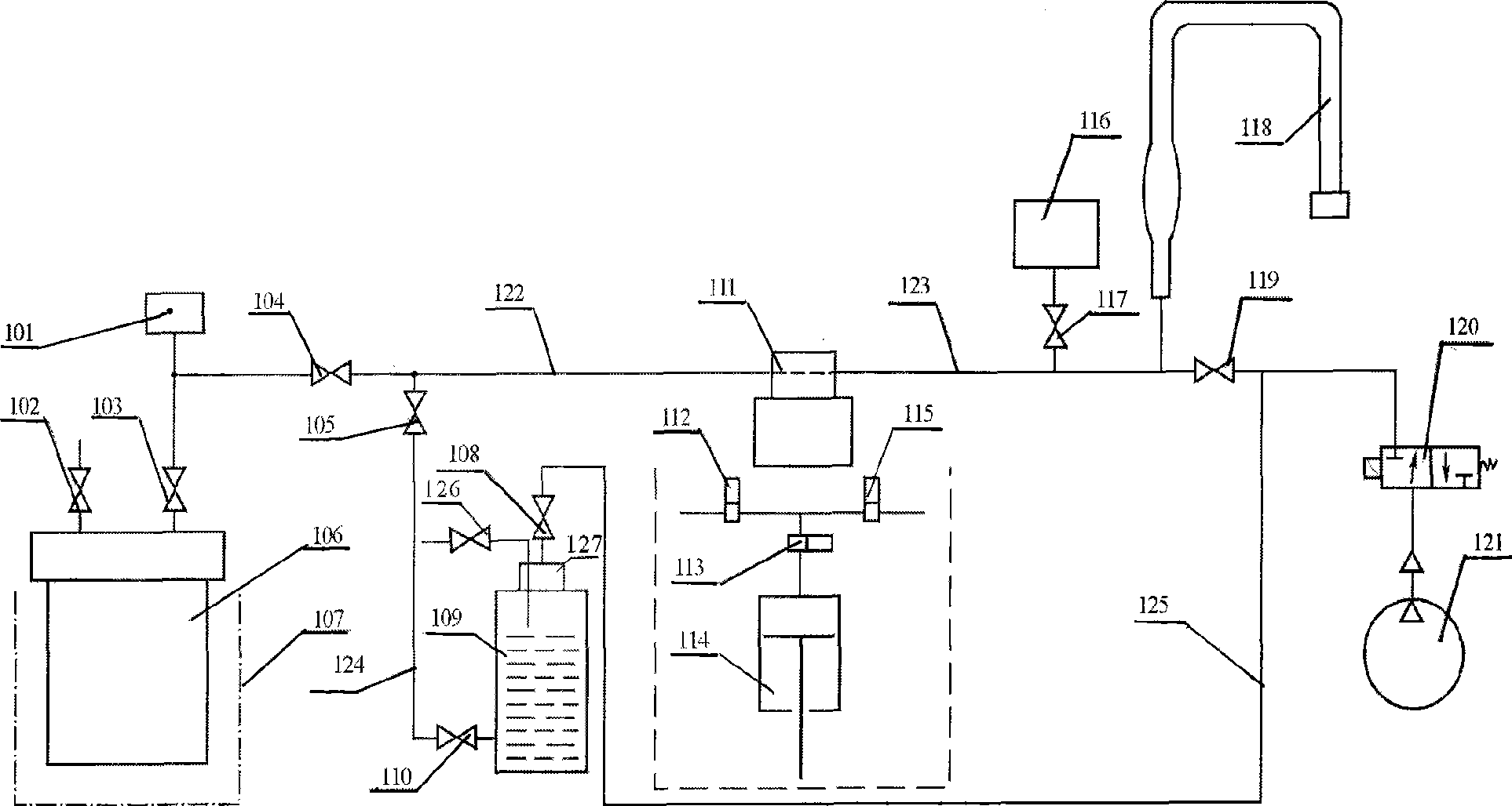 System for quantificationally collecting trace gas in rock group inclusion and use method thereof