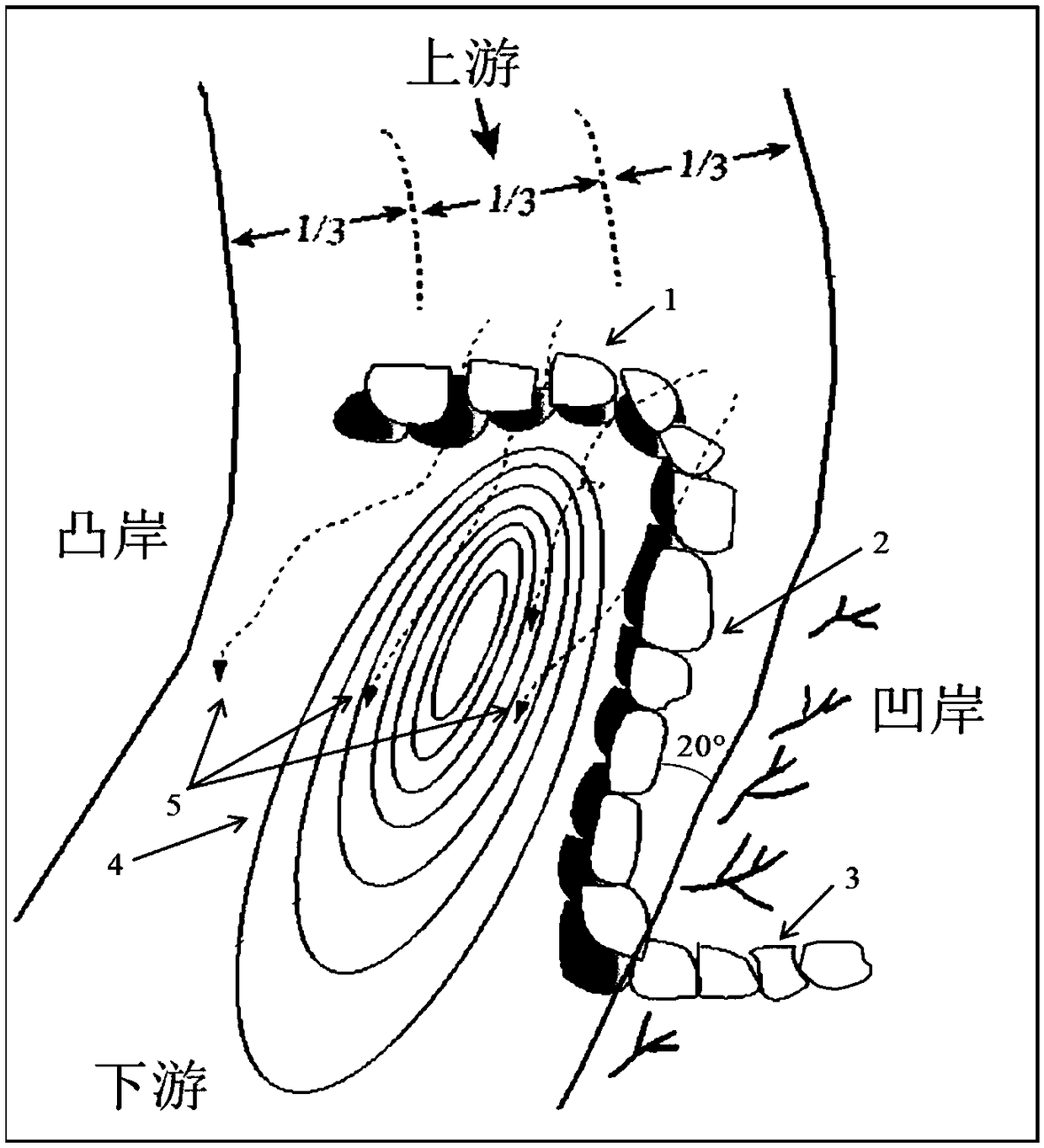 Protective structure for preventing and controlling riverway concave bank from being eroded