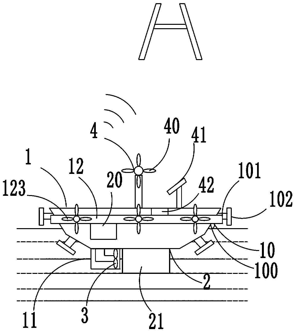 Overwater surveying and mapping device for ocean engineering surveying and mapping