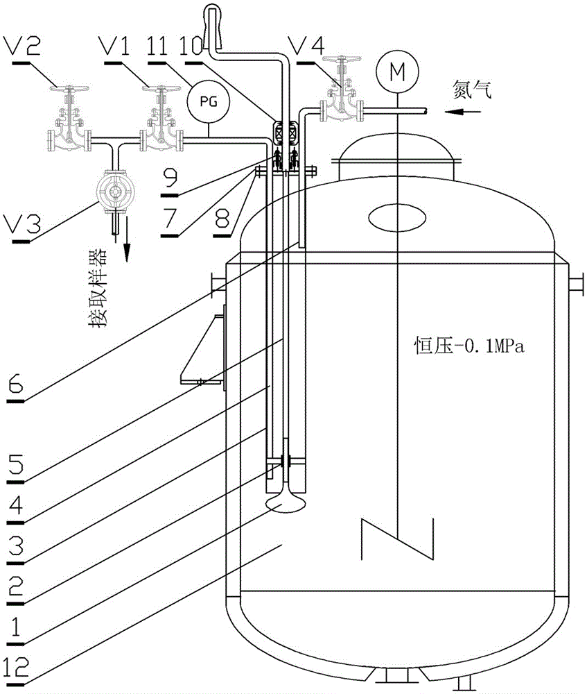 Vacuum sampling device and sampling method