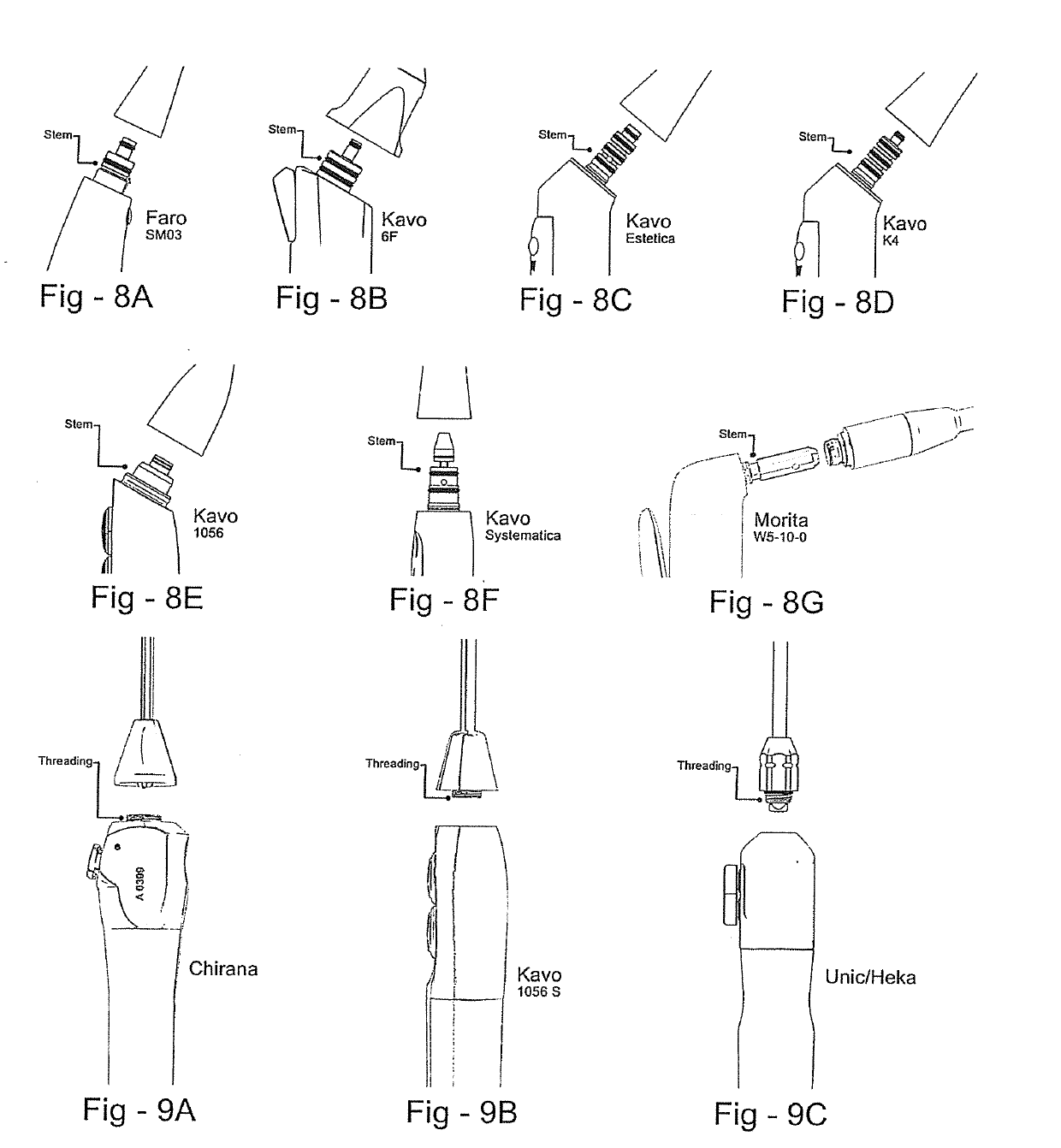 Adapters with light sources for dental air/water syringes